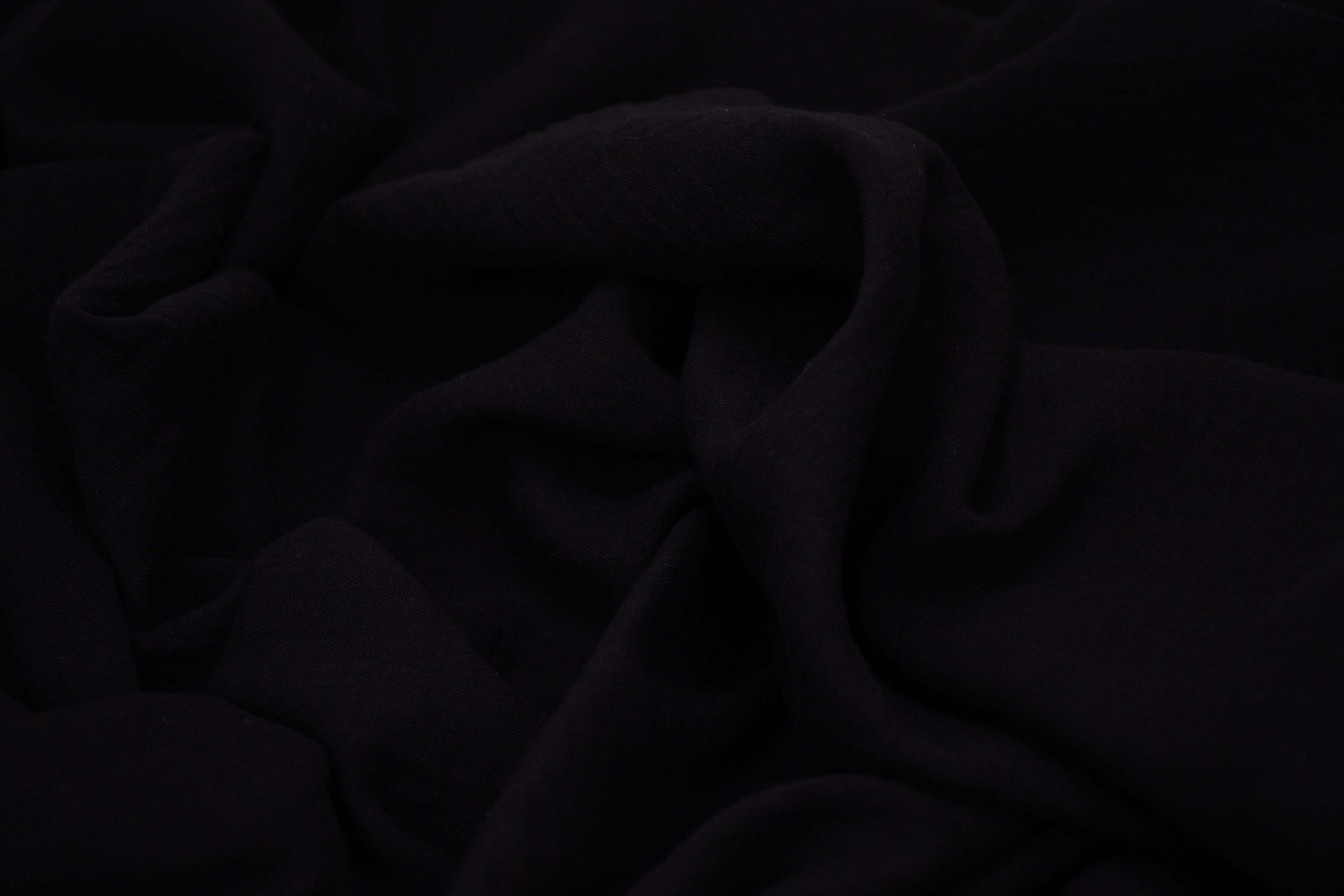 100% Cotton Double Gauze Muslin Fabric -  Black