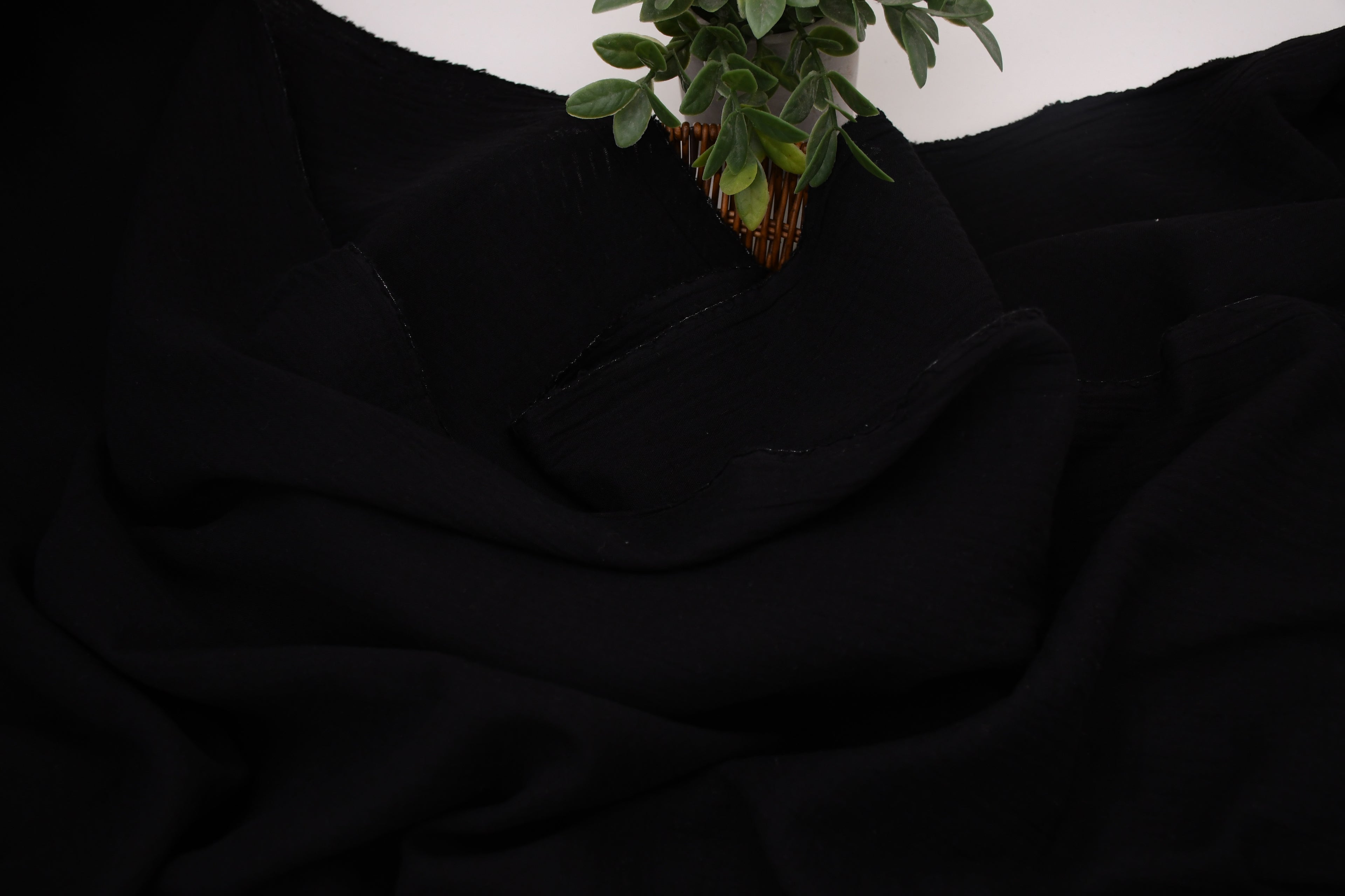 100% Cotton Double Gauze Muslin Fabric -  Black