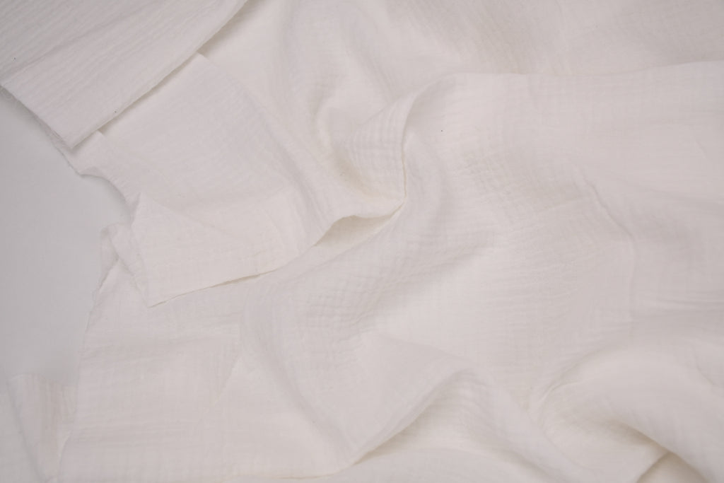 100% Cotton Double Gauze Muslin Fabric - Pure White