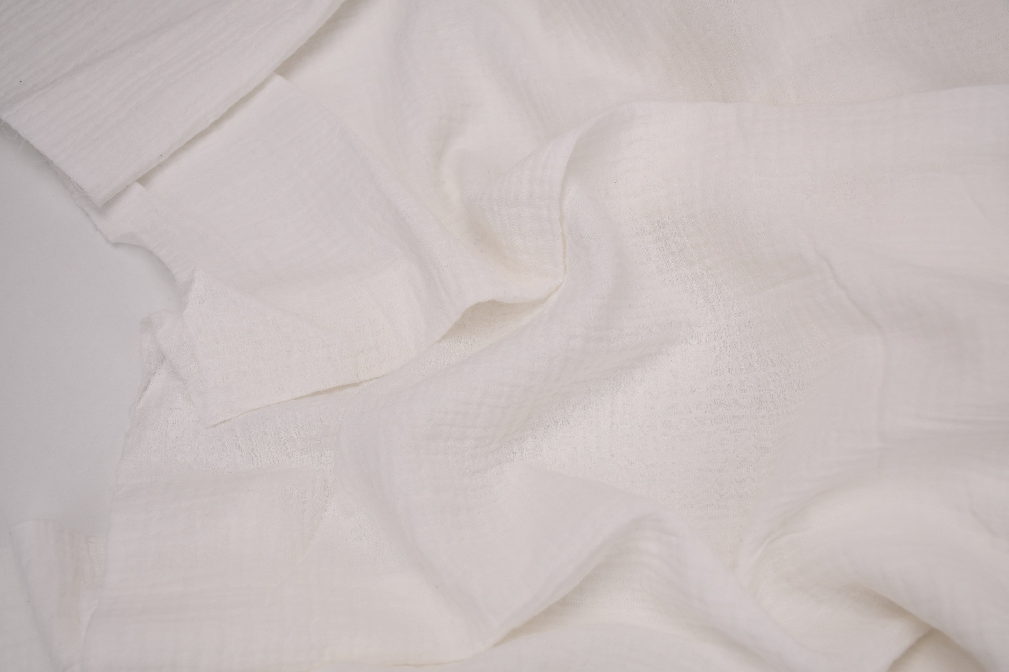 100% Cotton Double Gauze Muslin Fabric - Pure White