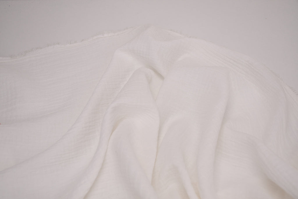 100% Cotton Double Gauze Muslin Fabric - Pure White