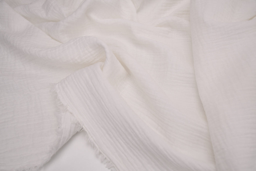 100% Cotton Double Gauze Muslin Fabric - Pure White