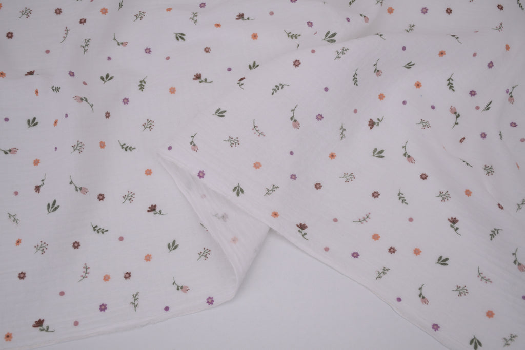 100% Cotton Muslin Double Gauze Print - Penny Petals