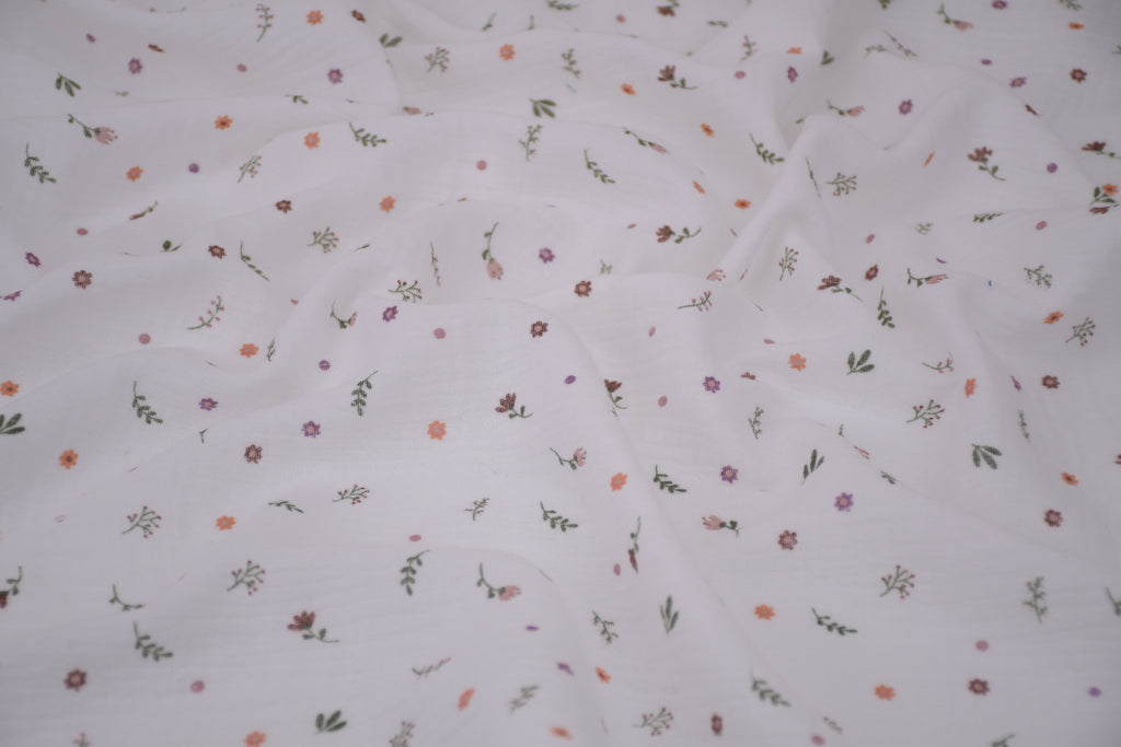 100% Cotton Muslin Double Gauze Print - Penny Petals