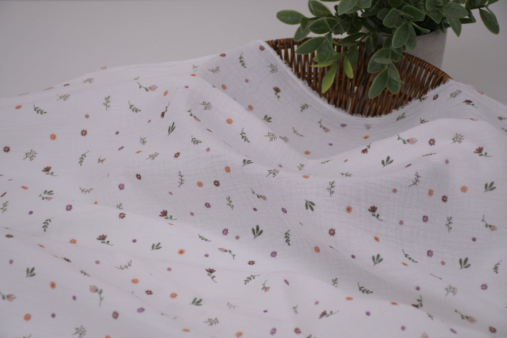 100% Cotton Muslin Double Gauze Print - Penny Petals
