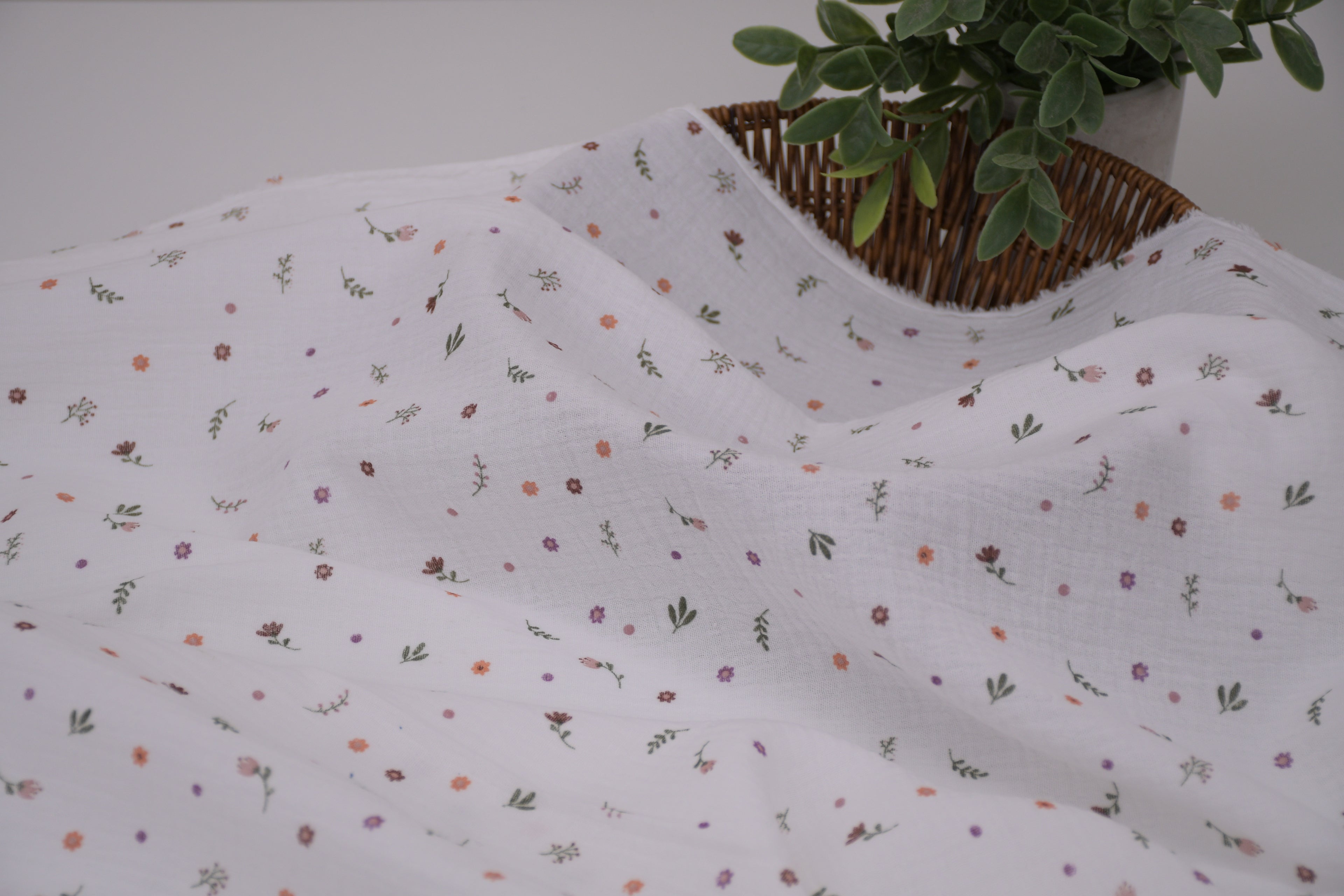 100% Cotton Muslin Double Gauze Print - Penny Petals