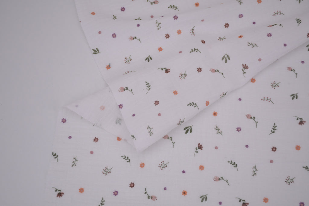 100% Cotton Muslin Double Gauze Print - Penny Petals