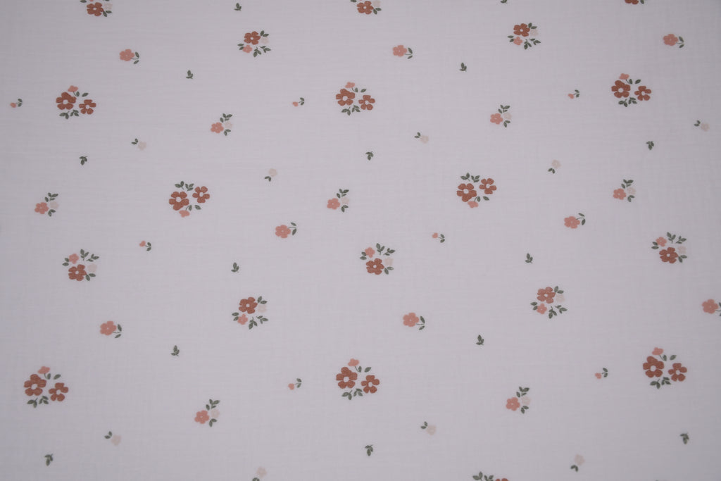 100% Cotton Muslin Double Gauze Print - Apricot Bloom