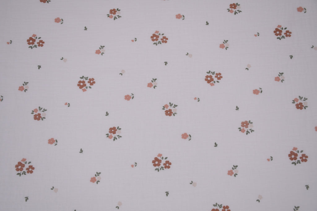 100% Cotton Muslin Double Gauze Print - Apricot Bloom