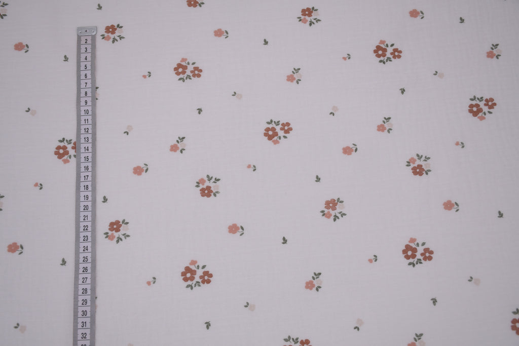100% Cotton Muslin Double Gauze Print - Apricot Bloom