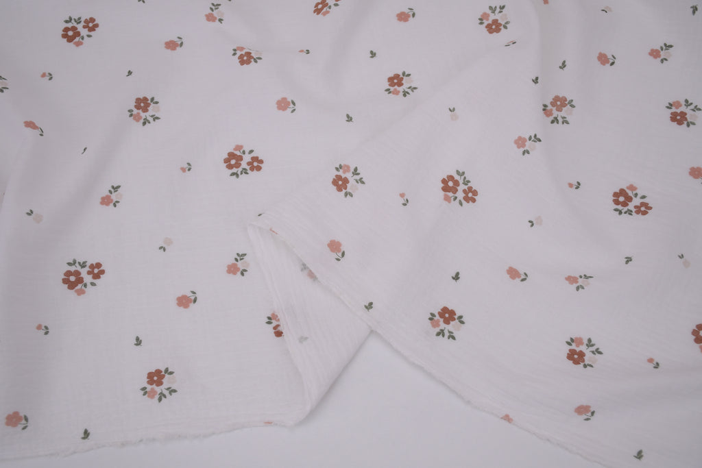 100% Cotton Muslin Double Gauze Print - Apricot Bloom