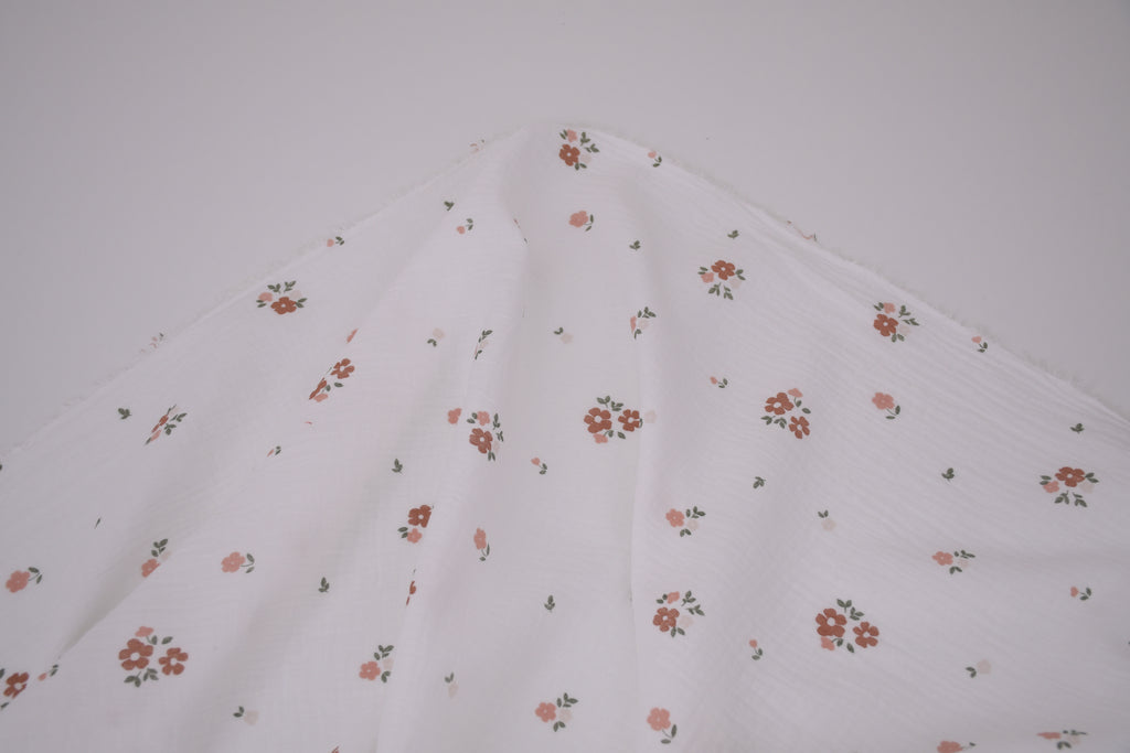 100% Cotton Muslin Double Gauze Print - Apricot Bloom