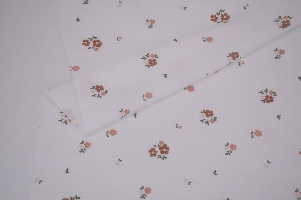 100% Cotton Muslin Double Gauze Print - Apricot Bloom