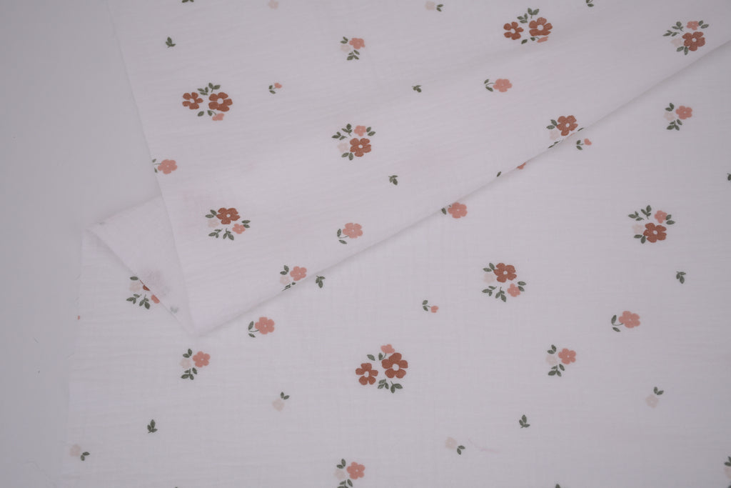 100% Cotton Muslin Double Gauze Print - Apricot Bloom