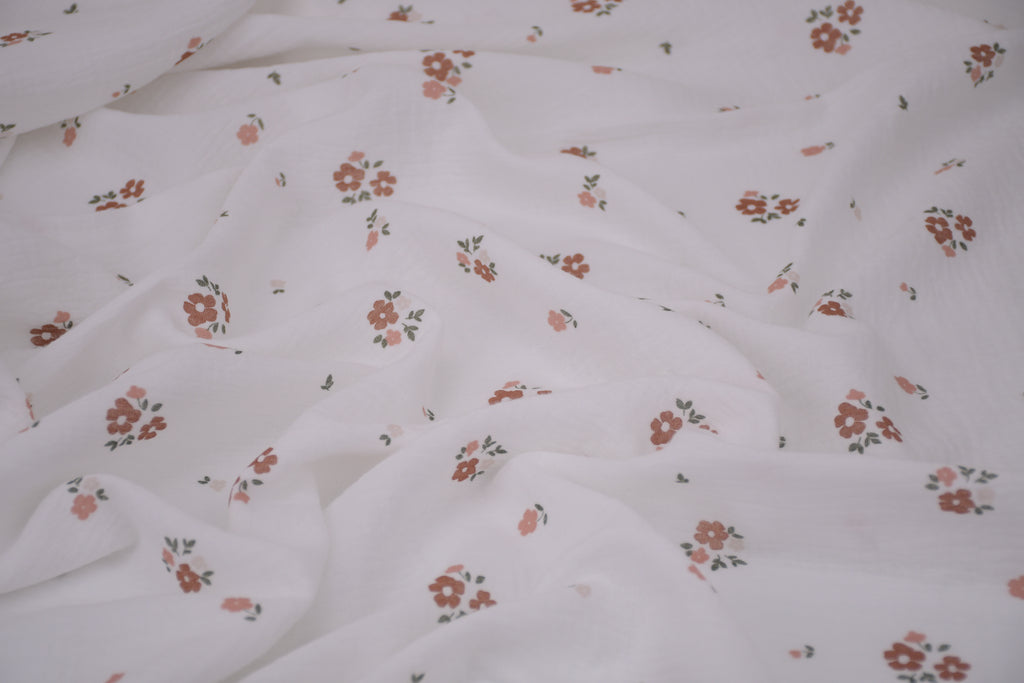 100% Cotton Muslin Double Gauze Print - Apricot Bloom
