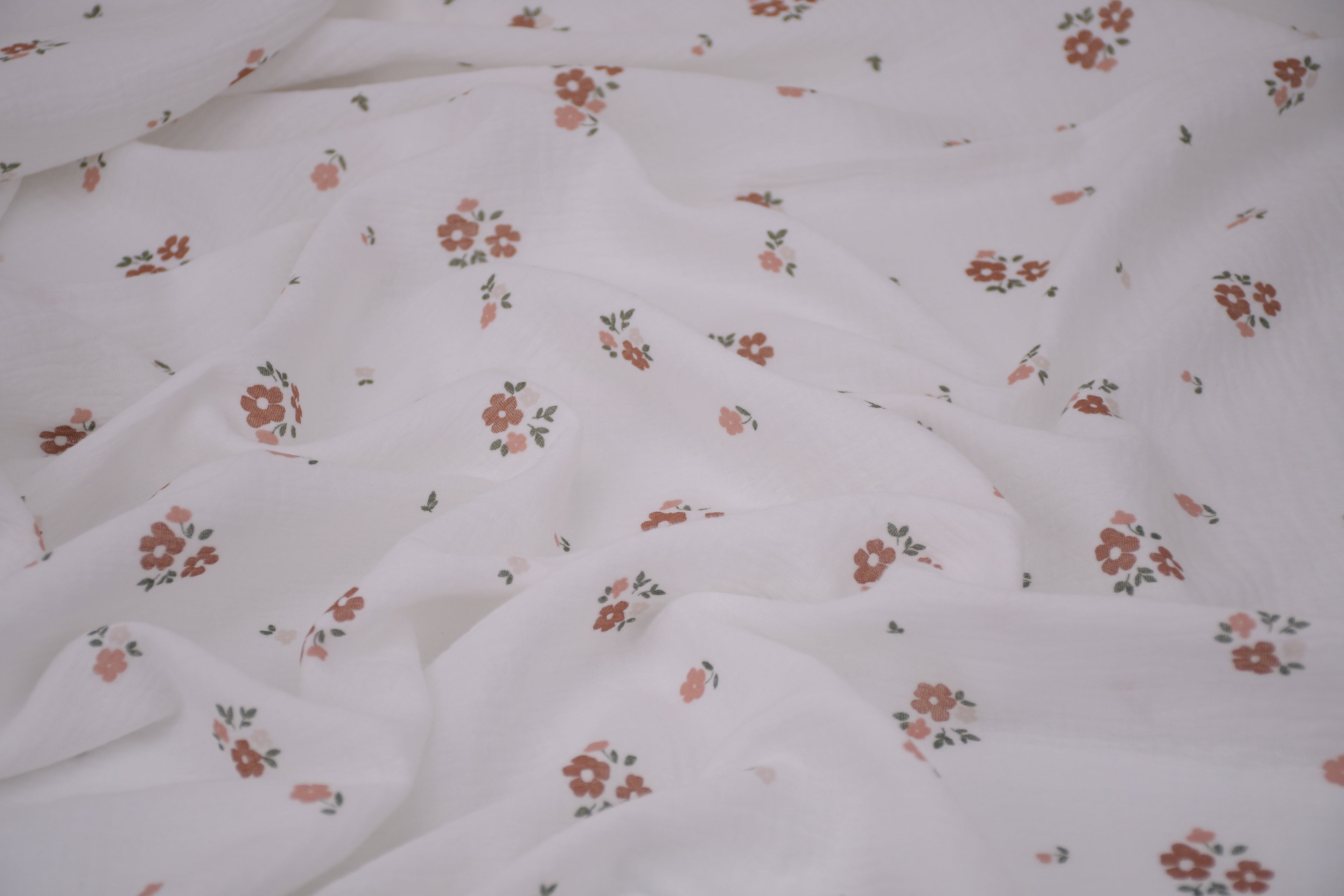 100% Cotton Muslin Double Gauze Print - Apricot Bloom