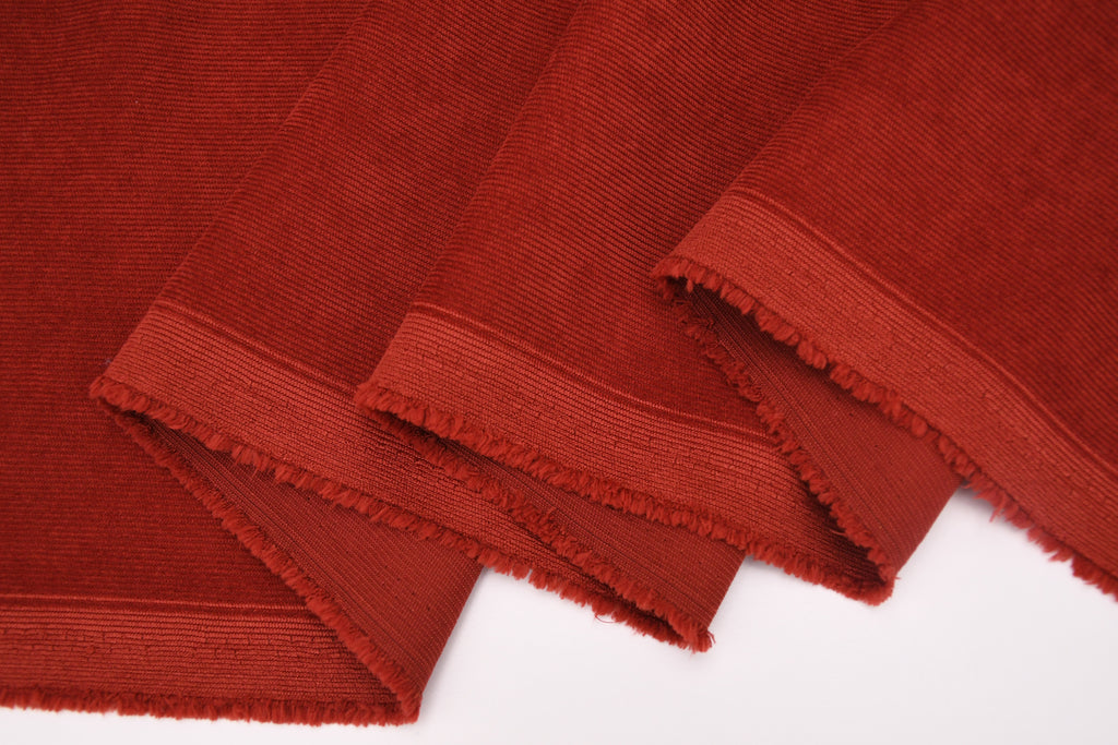 16 Wale Corduroy Light Stretch Fabric - Burnt Red