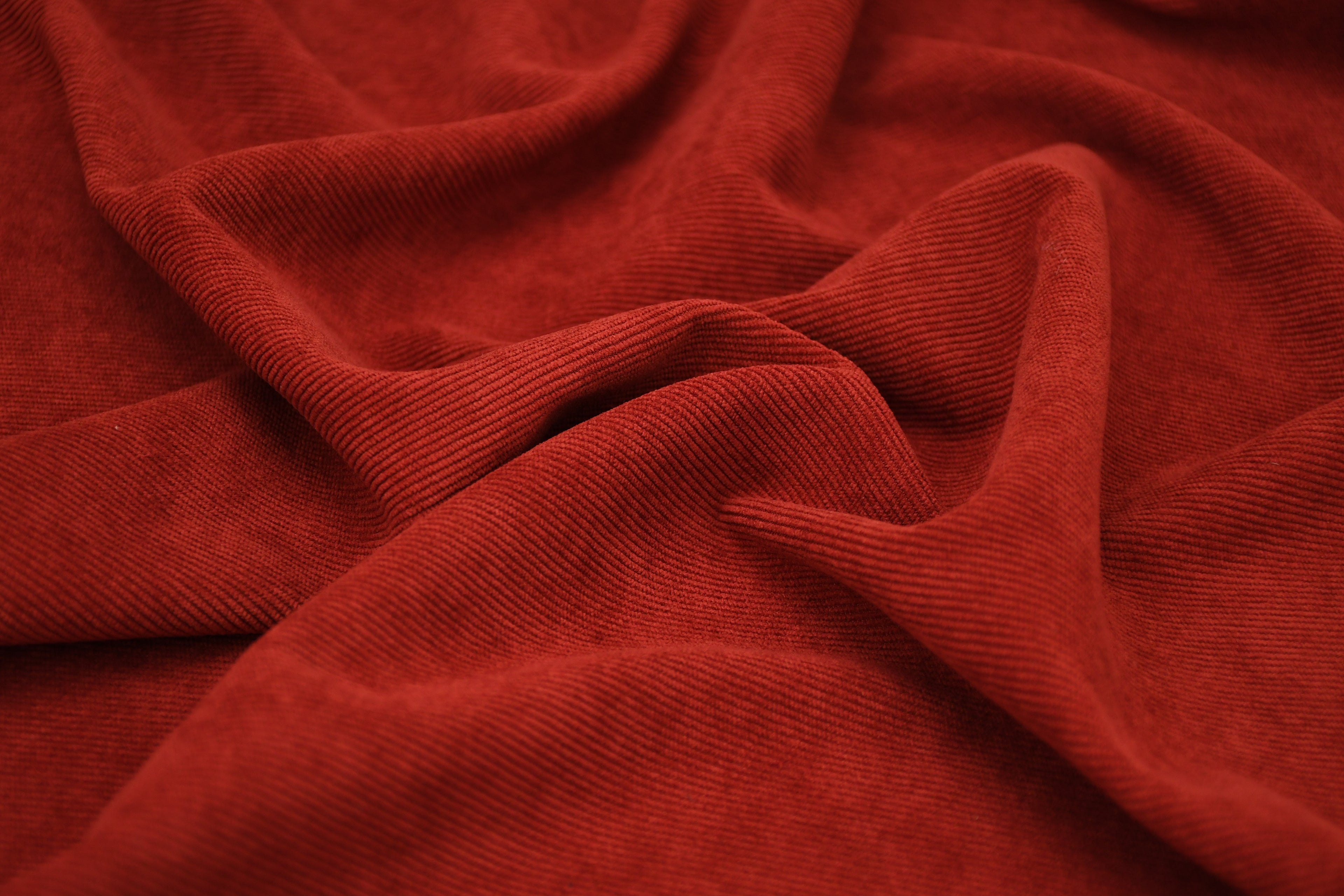 16 Wale Corduroy Light Stretch Fabric - Burnt Red