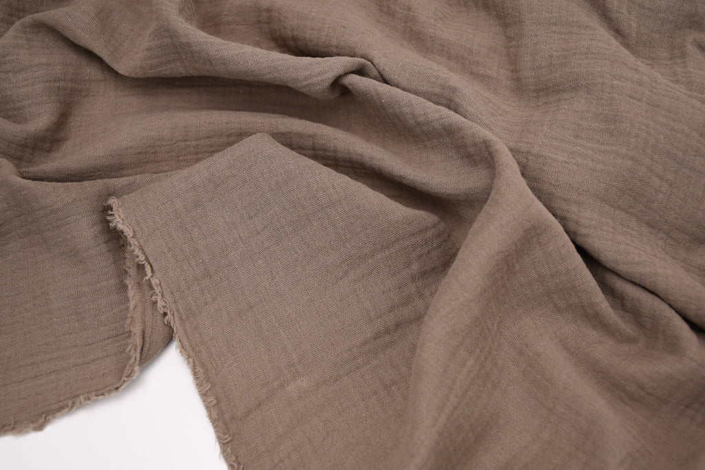 100% Cotton Double Gauze Muslin Fabric - Taupe
