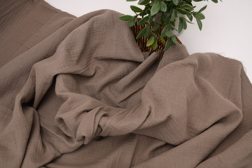 100% Cotton Double Gauze Muslin Fabric - Taupe