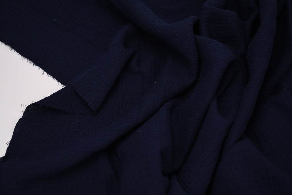 100% Cotton Double Gauze Muslin Fabric - Navy