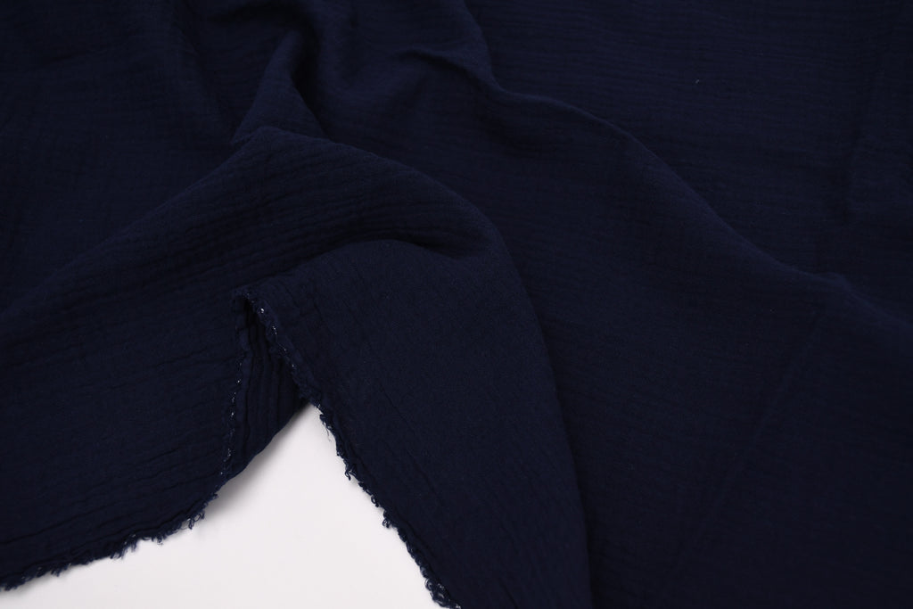 100% Cotton Double Gauze Muslin Fabric - Navy