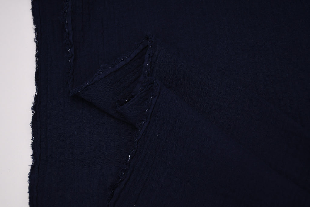 100% Cotton Double Gauze Muslin Fabric - Navy