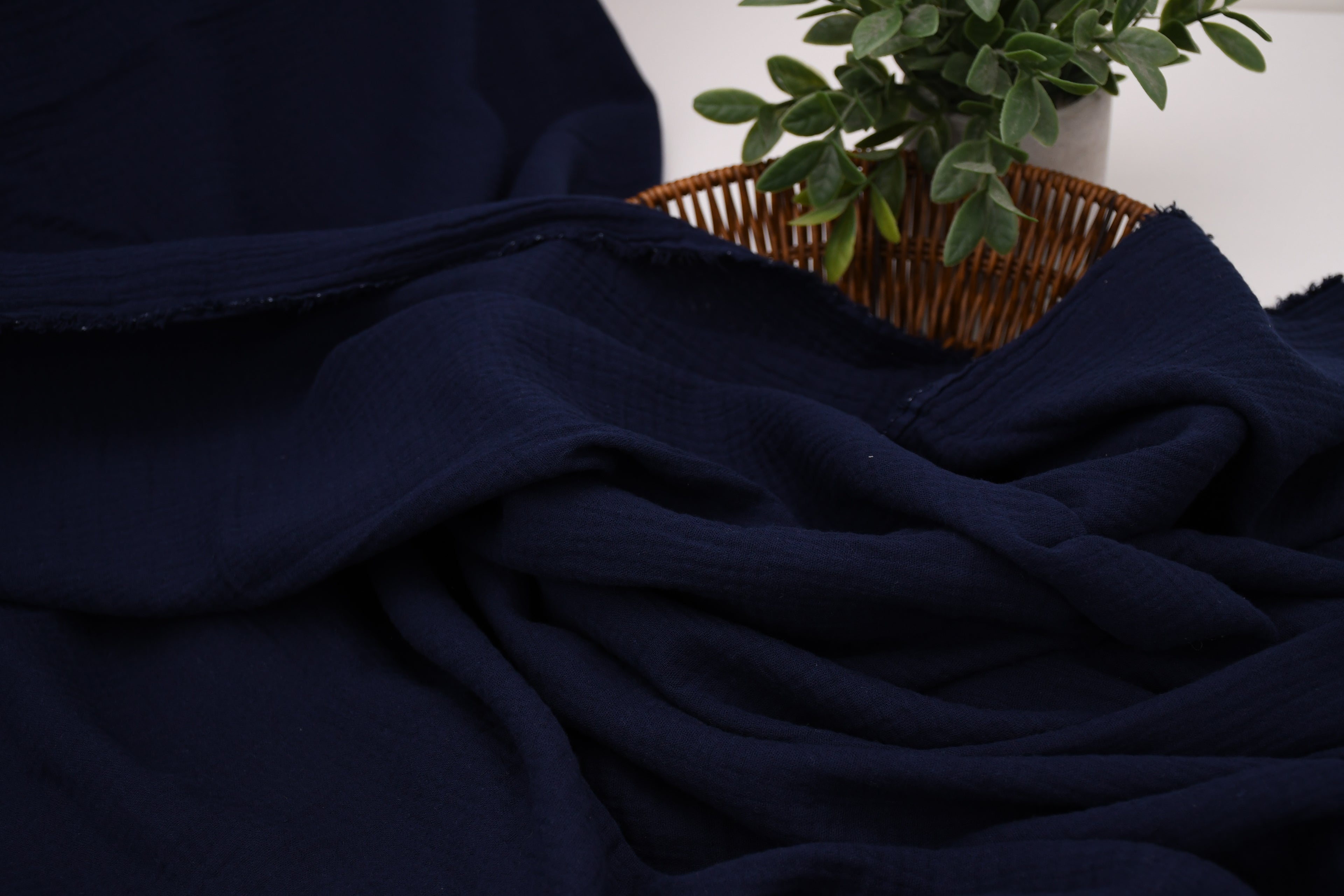 100% Cotton Double Gauze Muslin Fabric - Navy