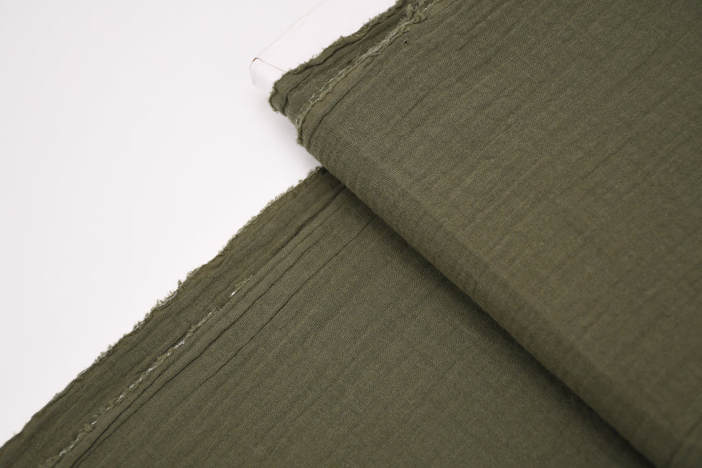 100% Cotton Double Gauze Muslin Fabric -  Army