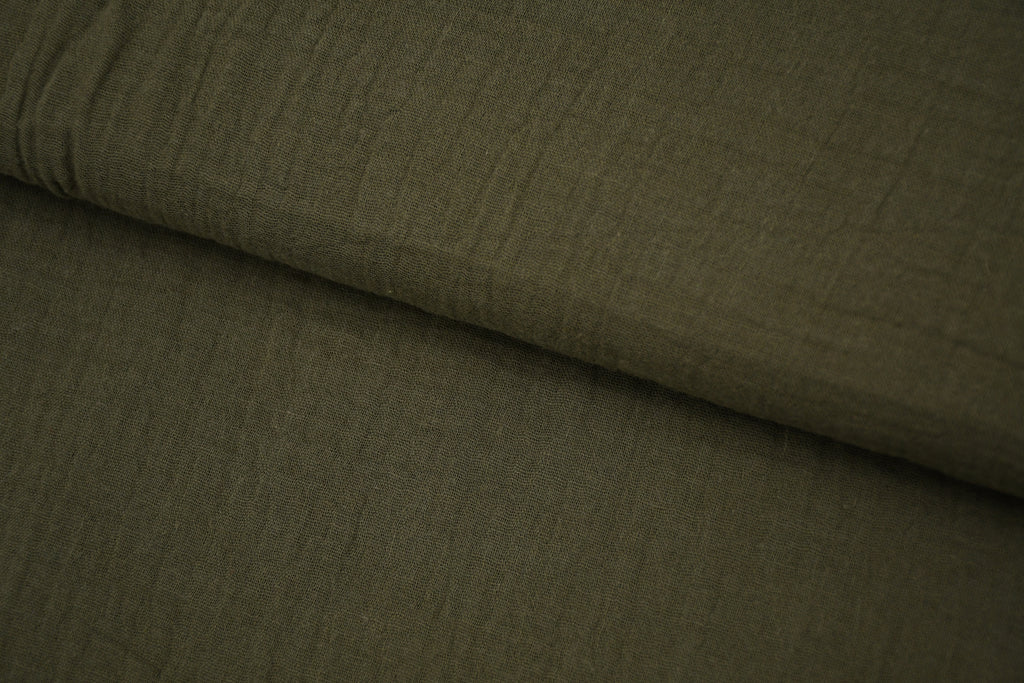 100% Cotton Double Gauze Muslin Fabric -  Army