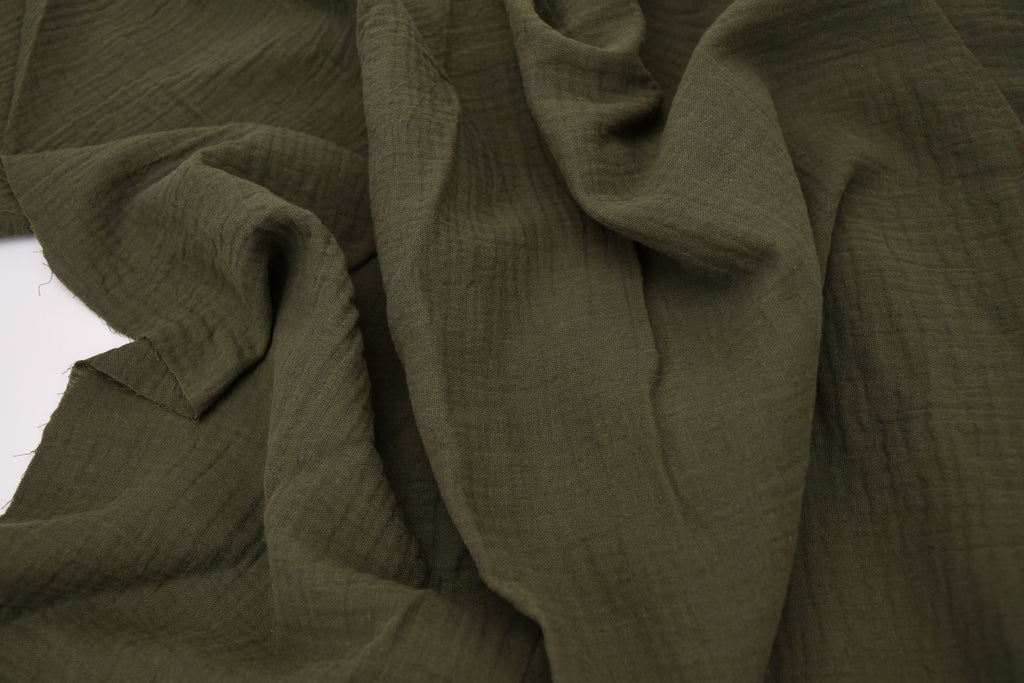 100% Cotton Double Gauze Muslin Fabric -  Army