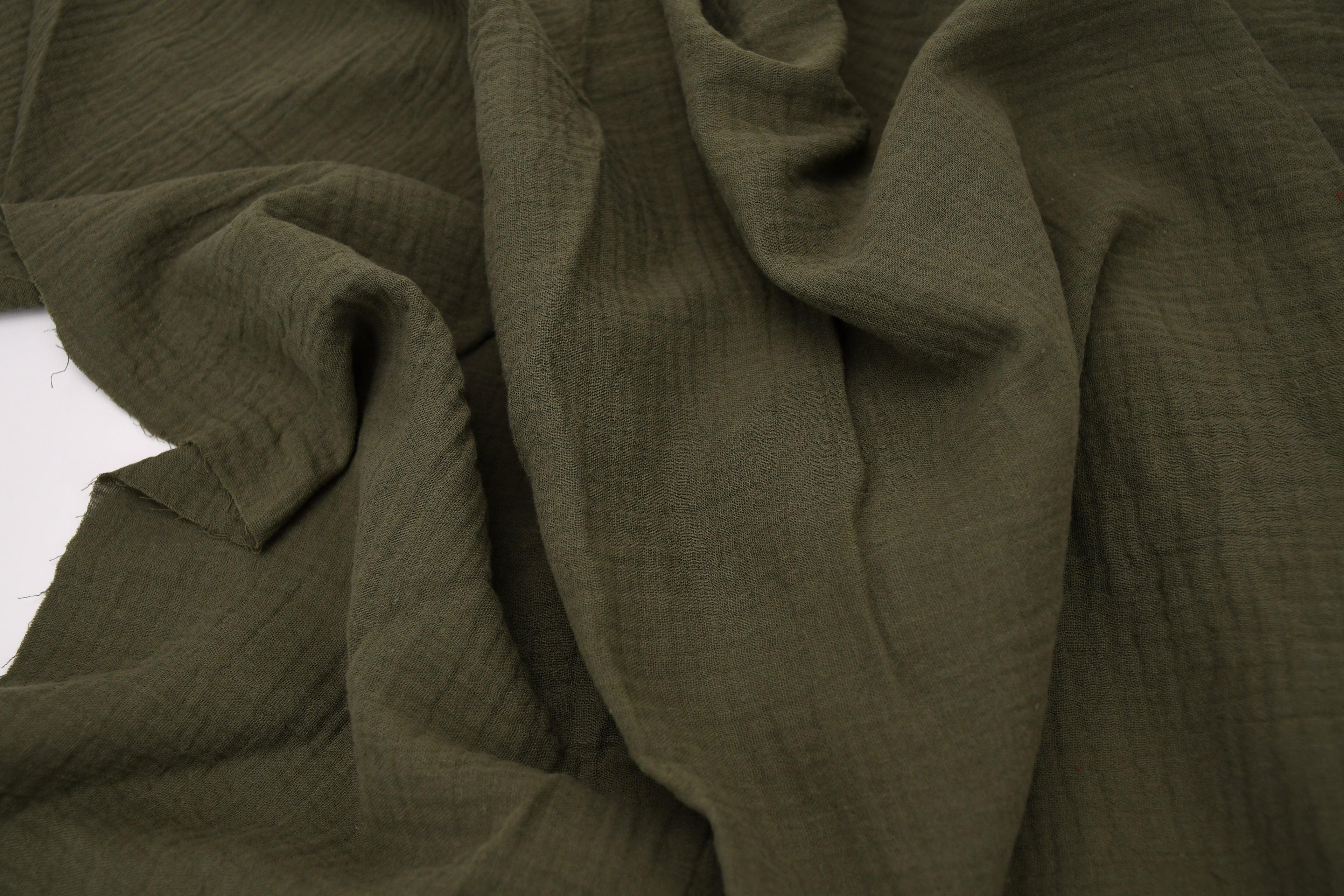 100% Cotton Double Gauze Muslin Fabric -  Army