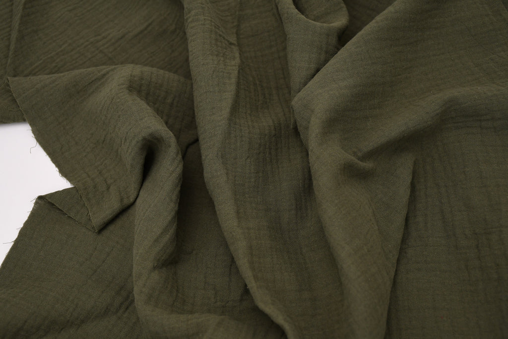 100% Cotton Double Gauze Muslin Fabric -  Army