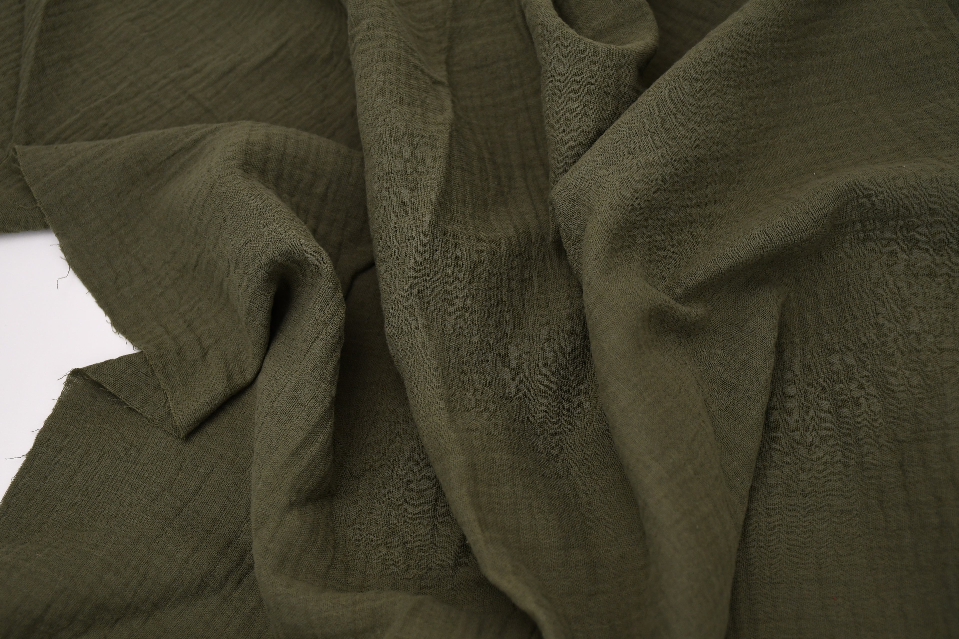 100% Cotton Double Gauze Muslin Fabric -  Army