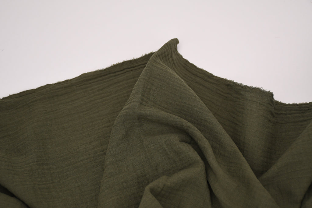 100% Cotton Double Gauze Muslin Fabric -  Army