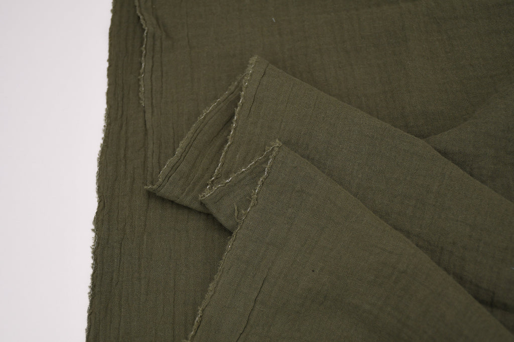 100% Cotton Double Gauze Muslin Fabric -  Army