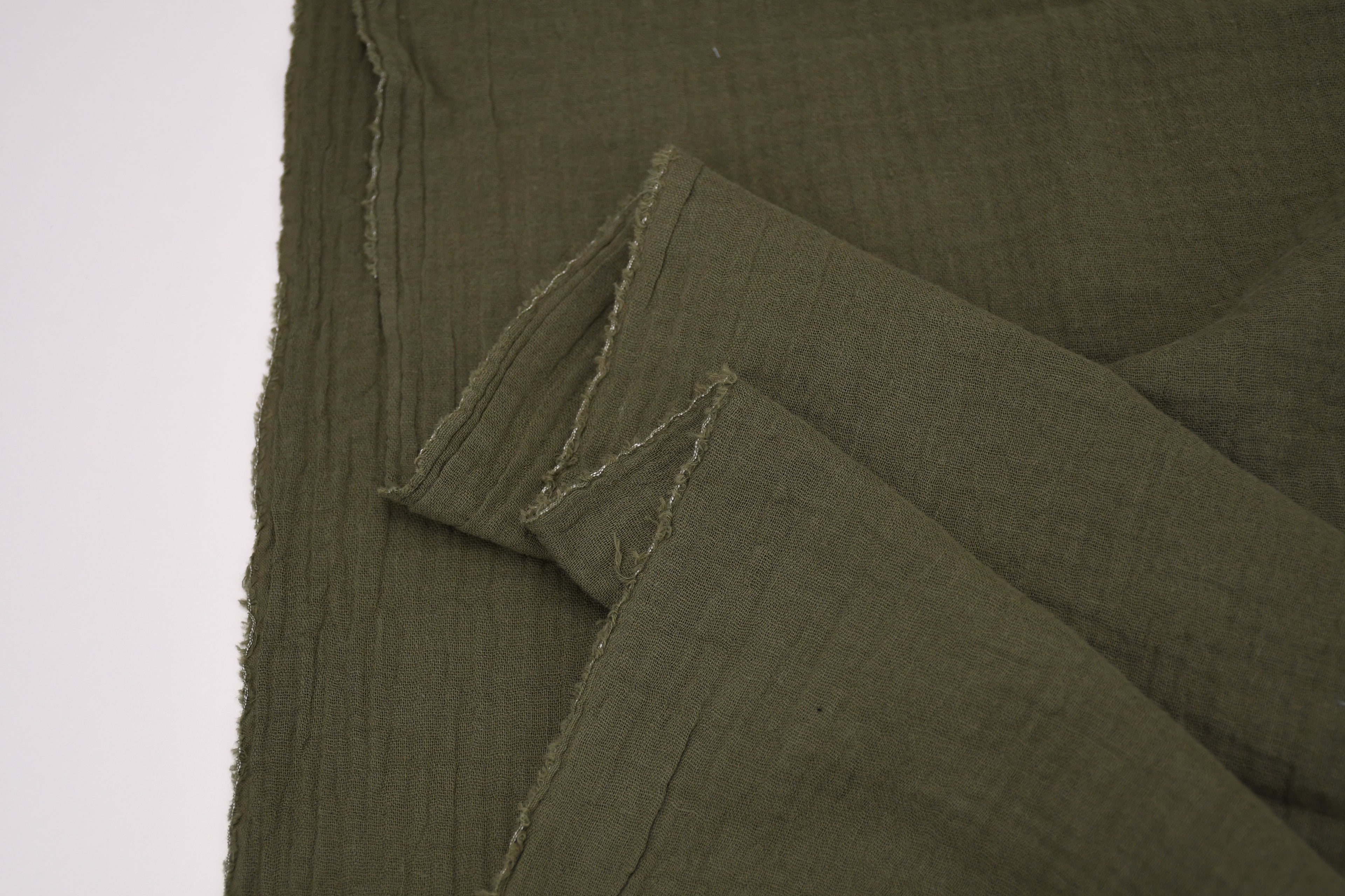 100% Cotton Double Gauze Muslin Fabric -  Army