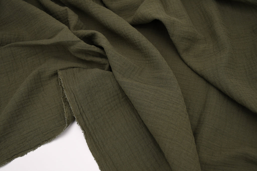 100% Cotton Double Gauze Muslin Fabric -  Army