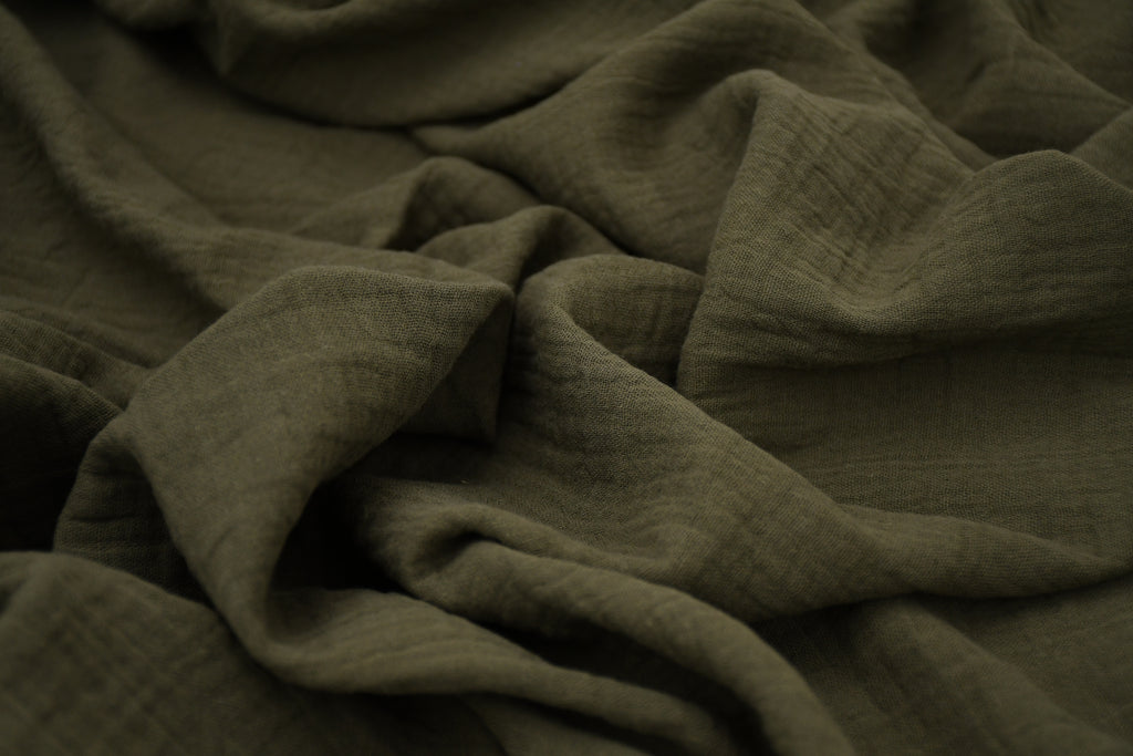 100% Cotton Double Gauze Muslin Fabric -  Army