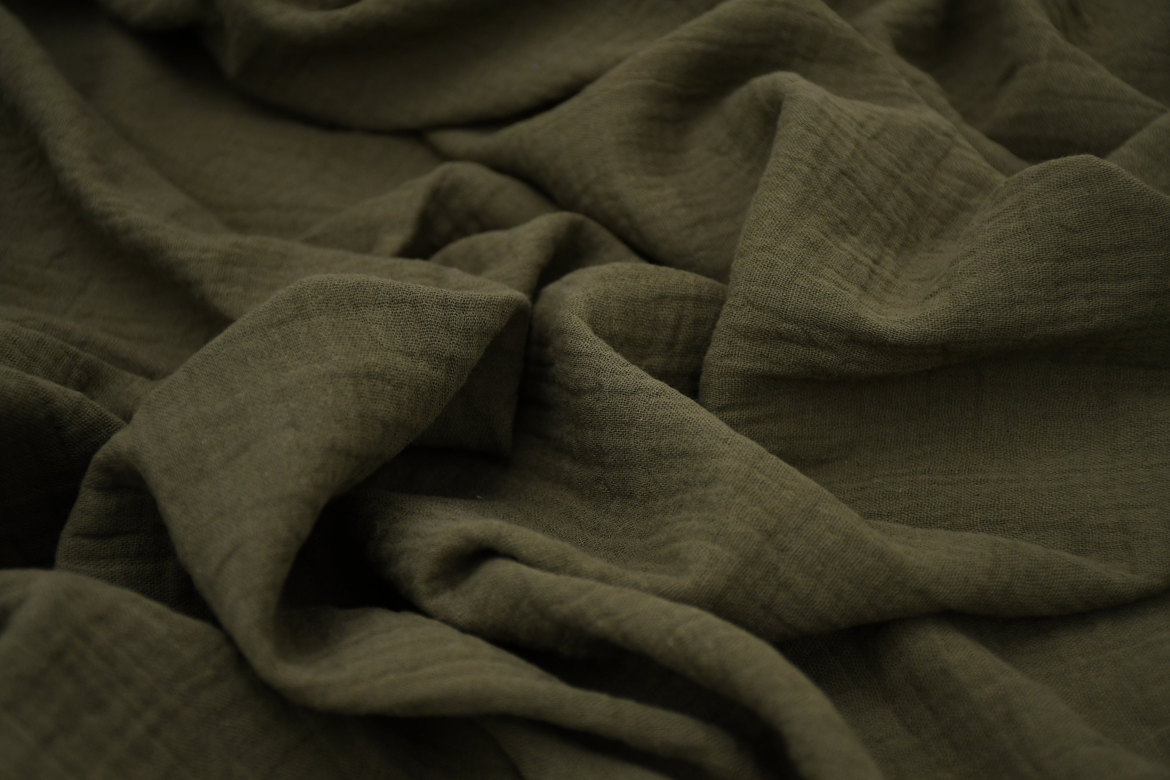 100% Cotton Double Gauze Muslin Fabric -  Army