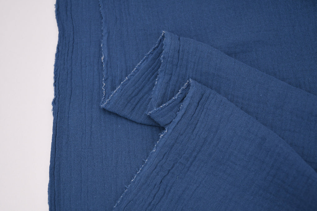 100% Cotton Double Gauze Muslin Fabric - Pacific Blue