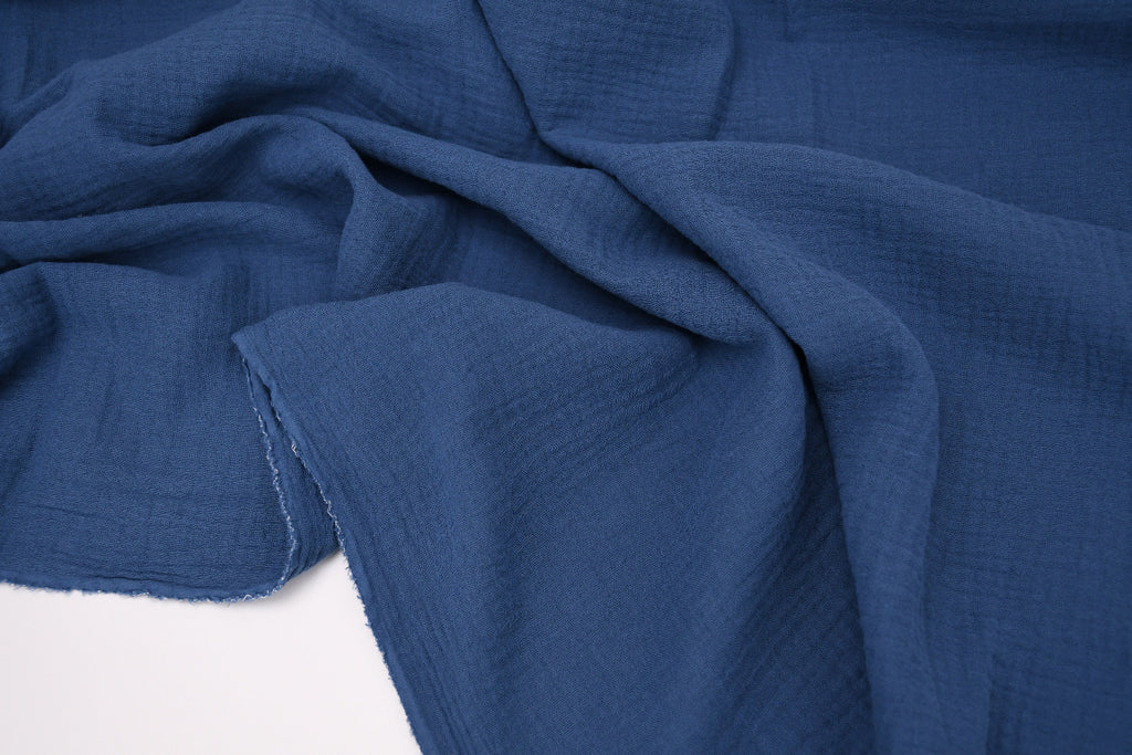 100% Cotton Double Gauze Muslin Fabric - Pacific Blue