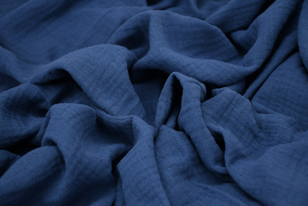 100% Cotton Double Gauze Muslin Fabric - Pacific Blue
