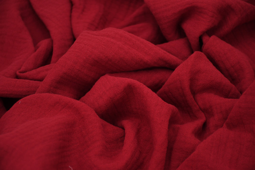 100% Cotton Double Gauze Muslin Fabric - Scarlet