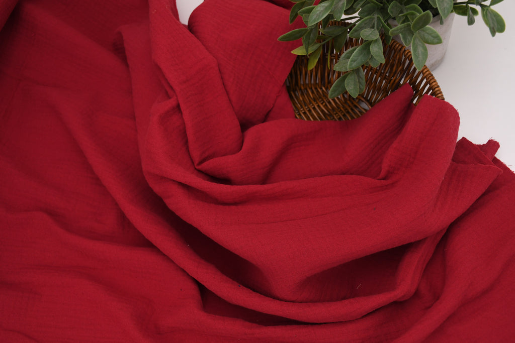 100% Cotton Double Gauze Muslin Fabric - Scarlet