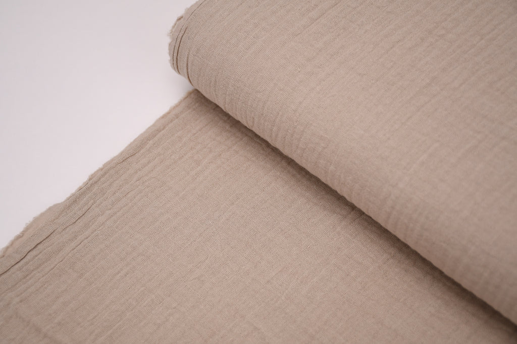 100% Cotton Double Gauze Muslin Fabric - Mushroom