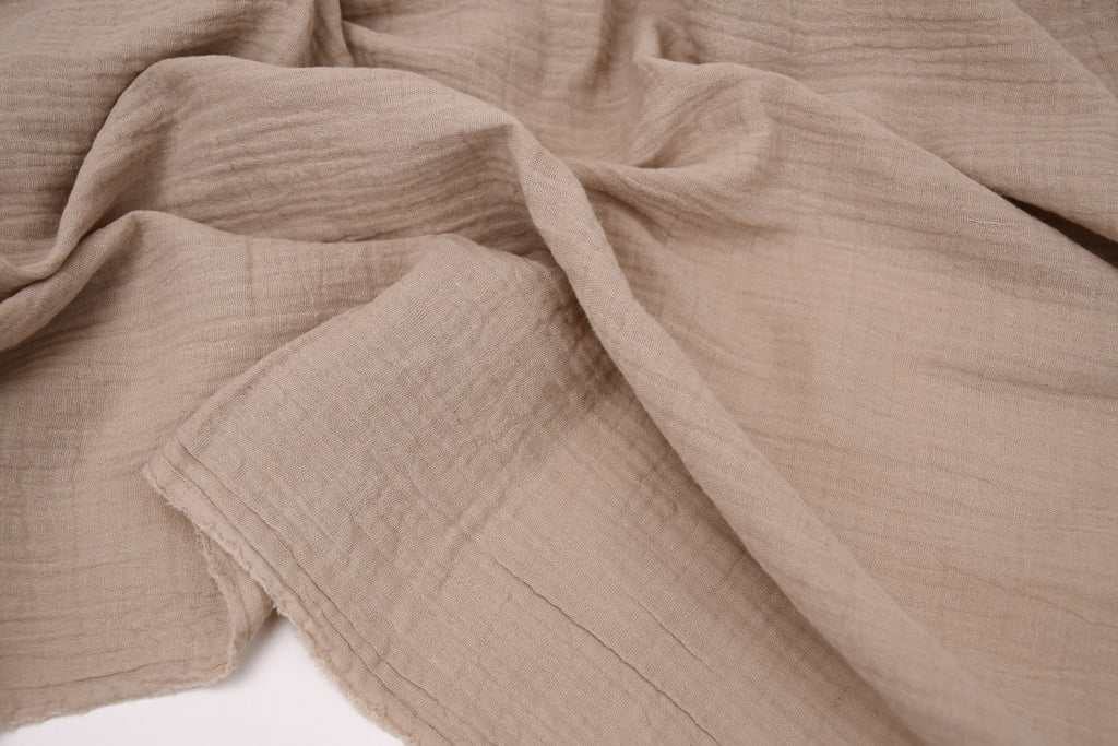 100% Cotton Double Gauze Muslin Fabric - Mushroom