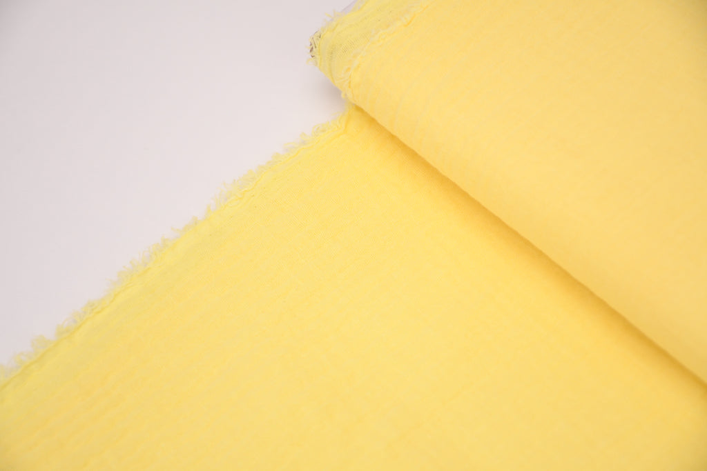 100% Cotton Double Gauze Muslin Fabric - Butter Yellow