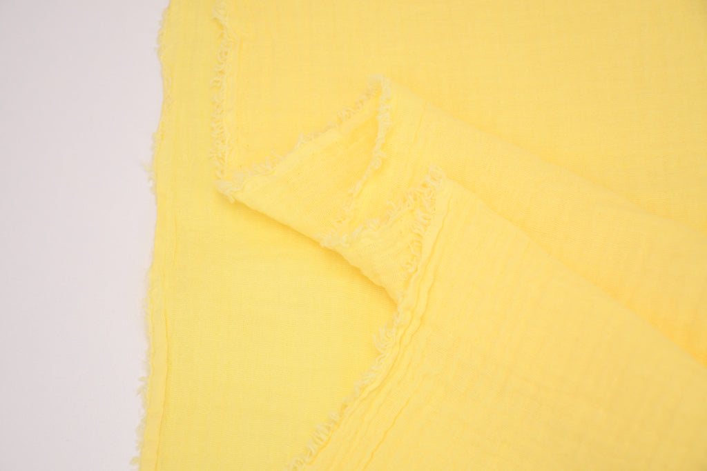 100% Cotton Double Gauze Muslin Fabric - Butter Yellow