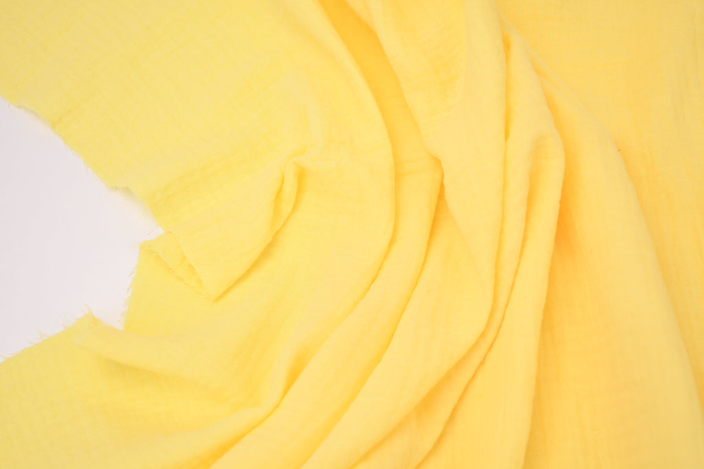 100% Cotton Double Gauze Muslin Fabric - Butter Yellow